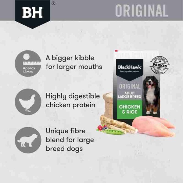 black hawk dog food large breed adult chicken and rice – 20kg